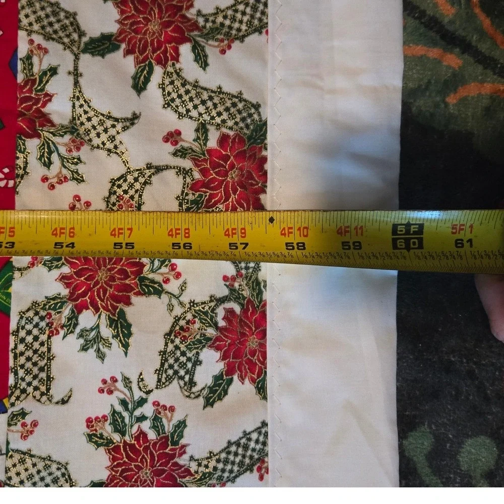 Handmade Christmas Patchwork Quilt Farmer Santa John Deere Plaid Rustic Red